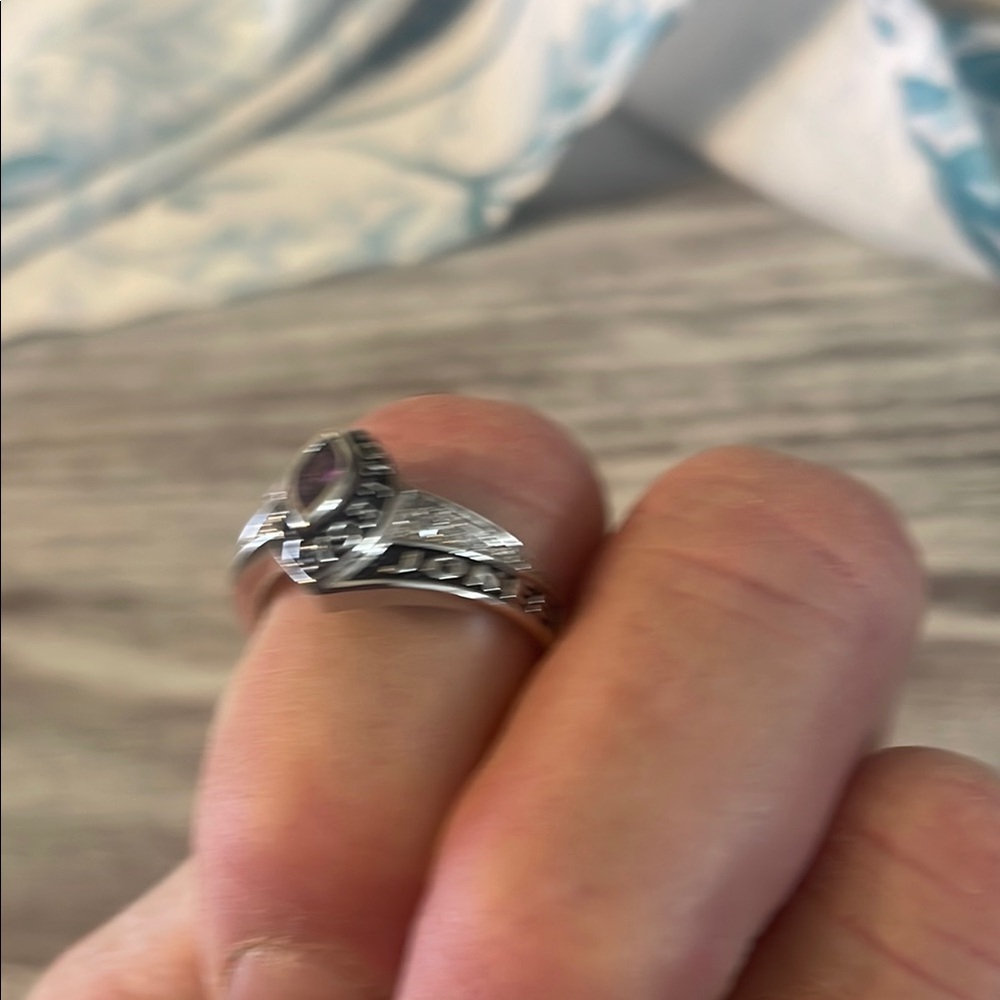 Elegant Silver and Purple Women's Ring